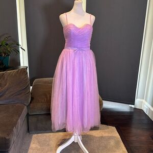 Women’s Tea Length Purple Prom Party Dress CorsetBack Sweetheart Neckline Size 4